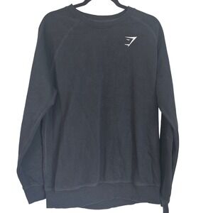 Gymshark‎ Black Crewneck Sweatshirt Raglan Sleeve Logo Size L